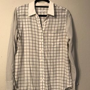 Equipment black/white stripe button down shirt